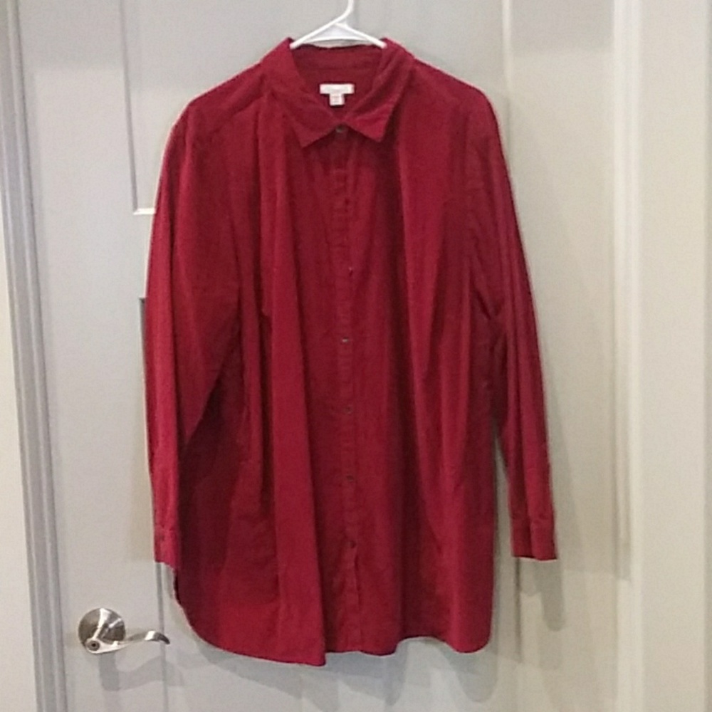 Burgandy corduroy button up shirt 2x
